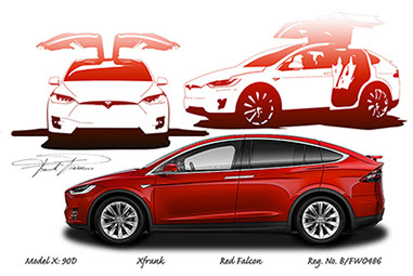 Tesla model X design drawing 1